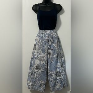Goucho 32 inch length pants, floral pattern,12inch leg width
